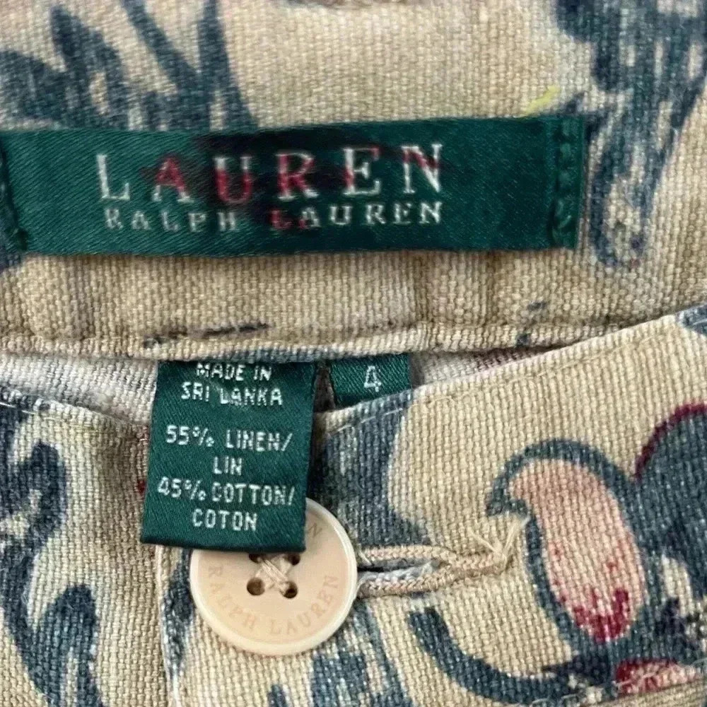 LAUREN RALPH LAUREN Cropped Linen Cotton Floral Print pant 4 cottage prep - Picture 4 of 9